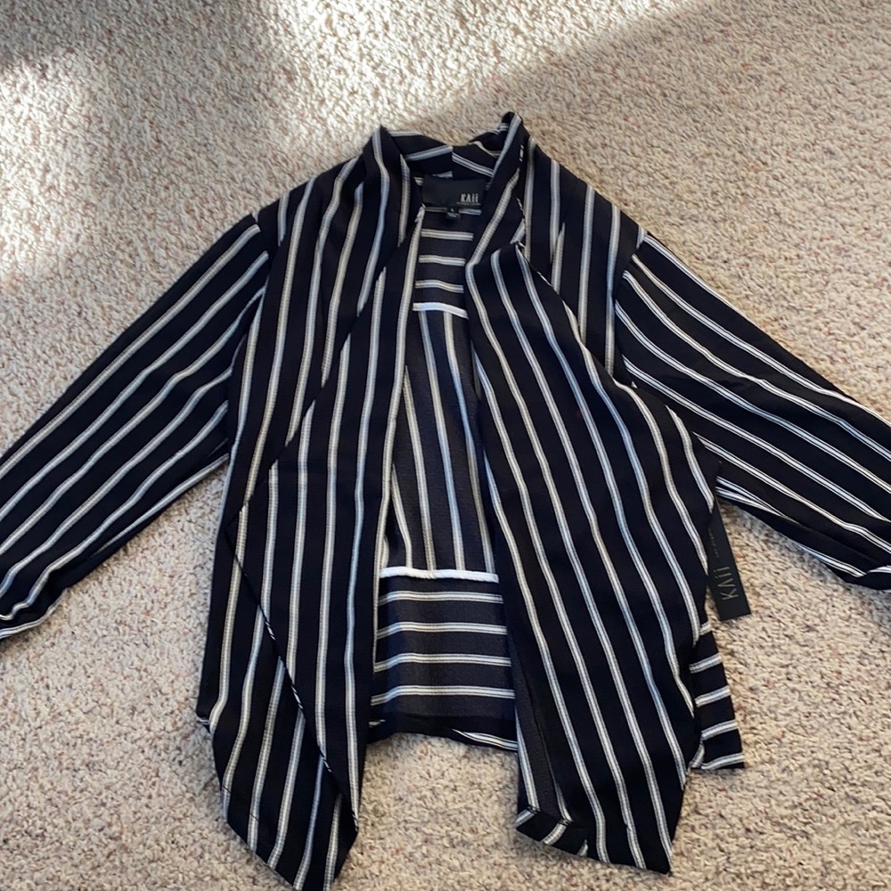 Kai blouse jacket? Black and white striped. Large